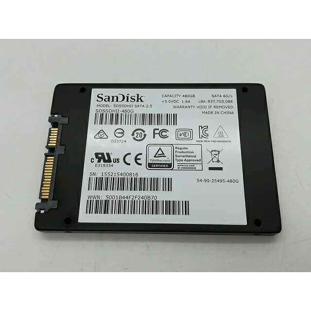 【中古】SanDisk SDSSDHII-480G-J25 480GB/SSD/6GbpsSATA【秋葉2号】引きうける継続期間１週