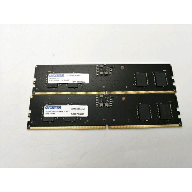 【中古】DDR5 8GB 2枚組（合計16GB） DDR5-4800(PC5-38400)【デスクトップPC用】【秋葉2号】保証期間１週間｜じゃんぱら店