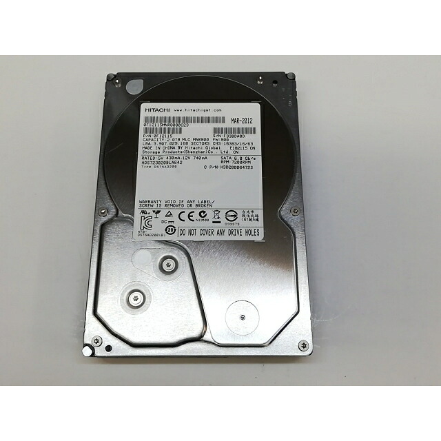 【中古】HITACHI HDS723020BLA642 2TB/7200rpm/64MB/6Gbps【川崎】保証期間１週間