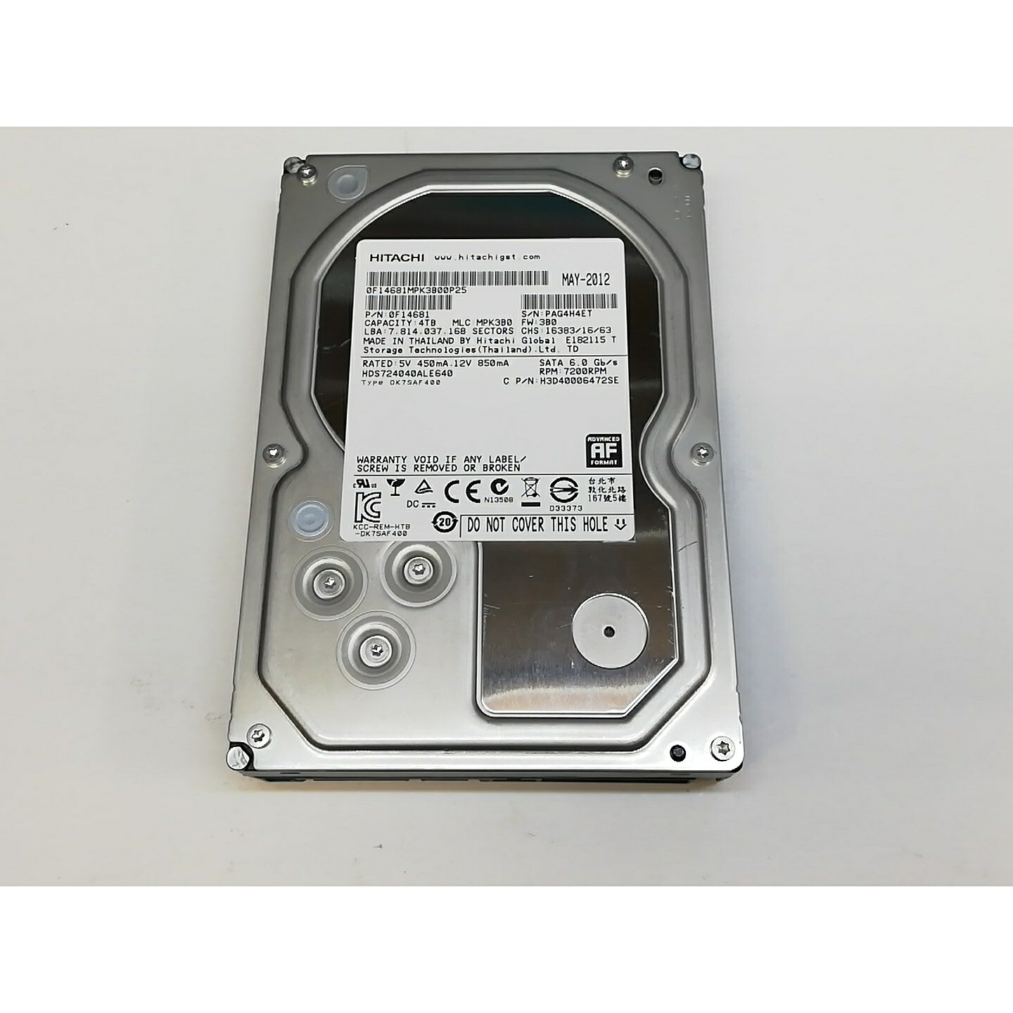 【中古】HITACHI HDS724040ALE640 4結核症/7200rpm/64MB/6Gbps【川崎】引き請ける継続期間１週