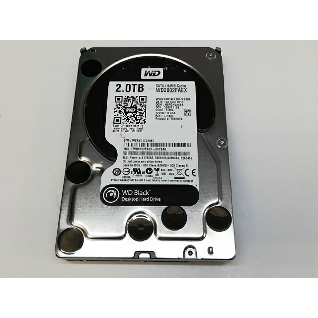【中古】W.D. WD2002FAEX WD Black 2TB/7200rpm/64MB/6Gbps【川崎】保証期間１週間