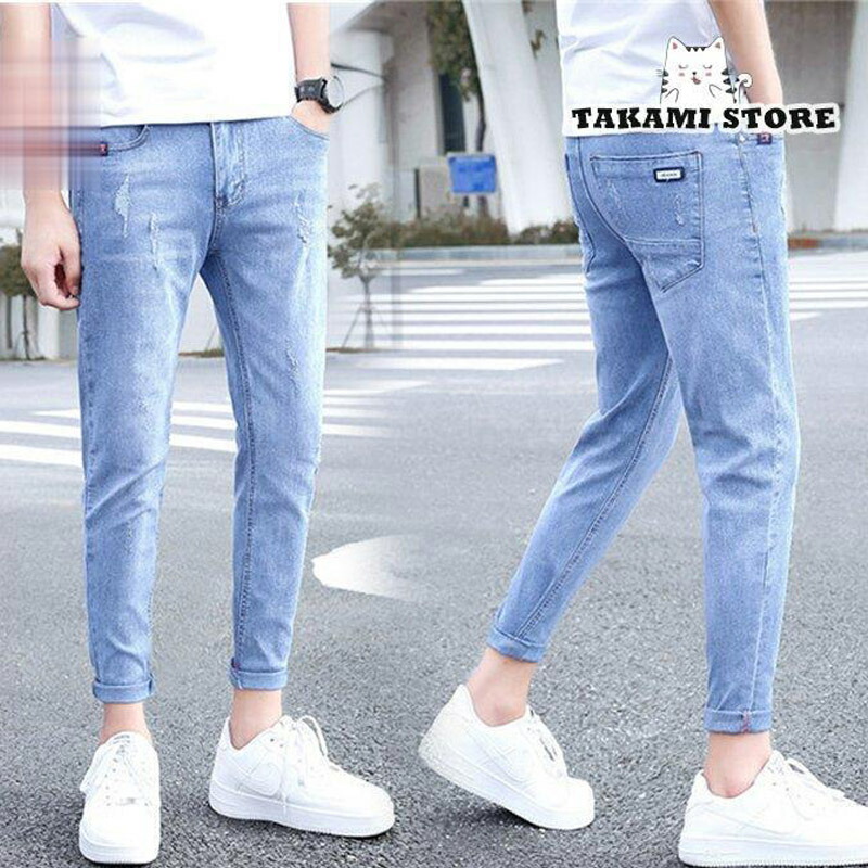 楽天市場】スキニー グレー ジーンズ メンズ ストレッチ 九分丈