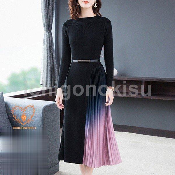 ニットワンピース レディース 40代 ロング コーデ 秋冬 長袖 カットソー セーター マキシワンピース きれいめ 上品 大きいサイズ おしゃれ 暖かい 着痩せ 新品