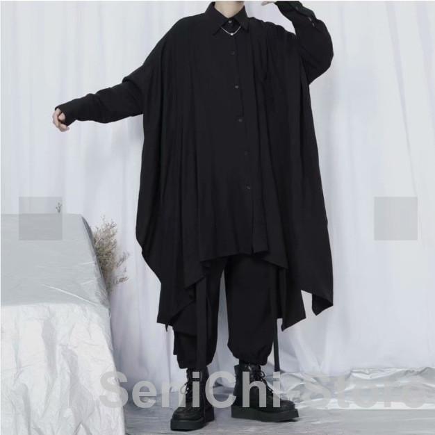 ロングシャツ メンズ シャツ ダンスウエア ロング丈 ホスト 春 夏 サマー カジュアル ミリタリー トップス きれいめ スリム 個性