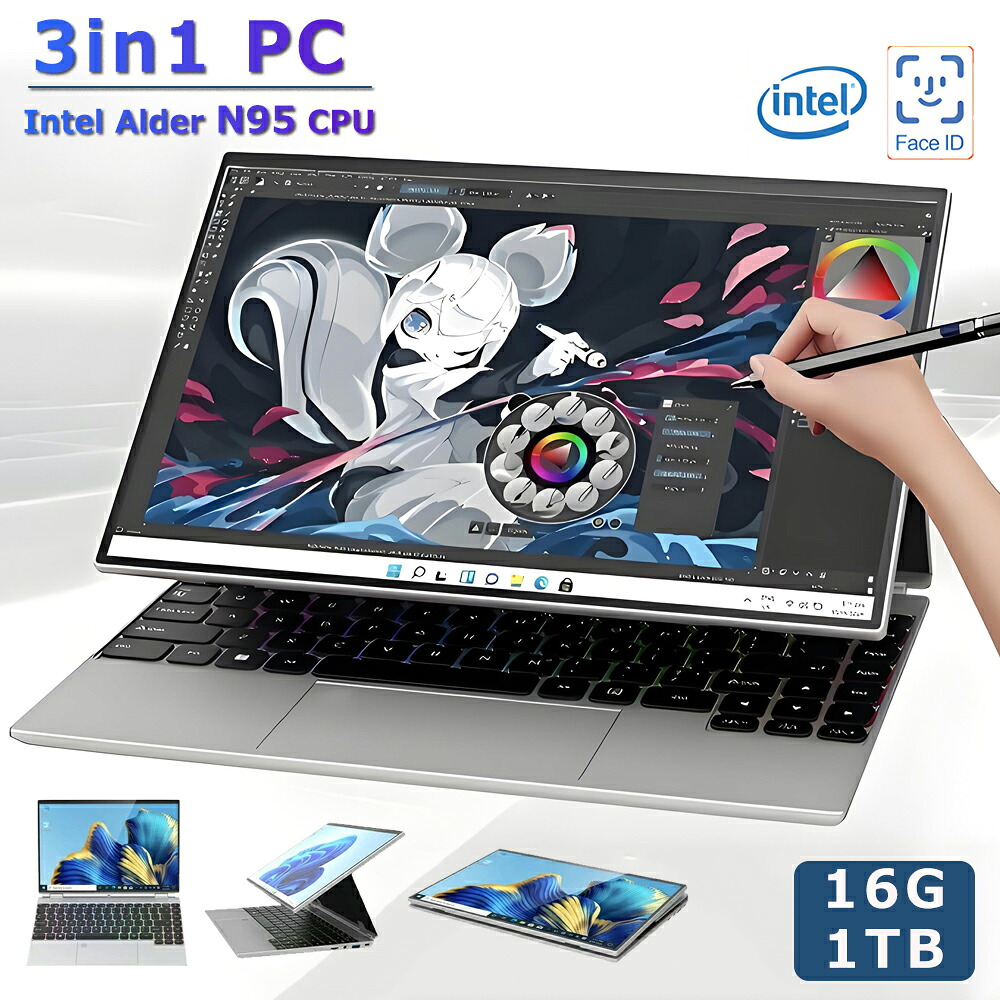 万覚え帳マイコン  新品 14in マイコンパソコン Windows11PRO 経口避妊薬pc 3インチ1パソコン タッチスクリーン 第13時人intel 中央処理装置 N95 16GRAM 256G~1結核症 M.2NVME SSD 横すべり/インバート型  WPS付き添い人盛りだくさん固定ディスク液晶 laptop computer 日本語鍵盤 zoom 軽さ万覚え帳パソコン