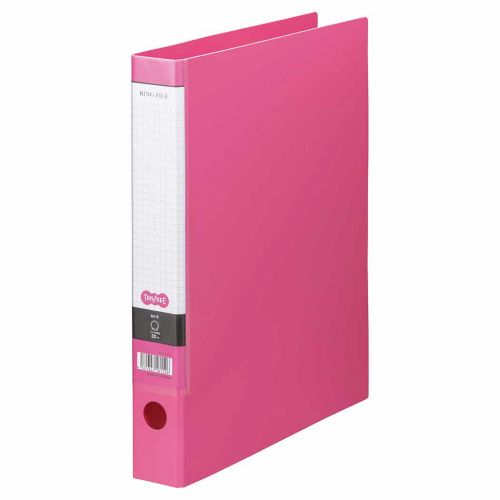 Oリングファイル　A4タテ　2穴　250枚　リング内径32mm背幅44mmピンク　1セット(10冊)