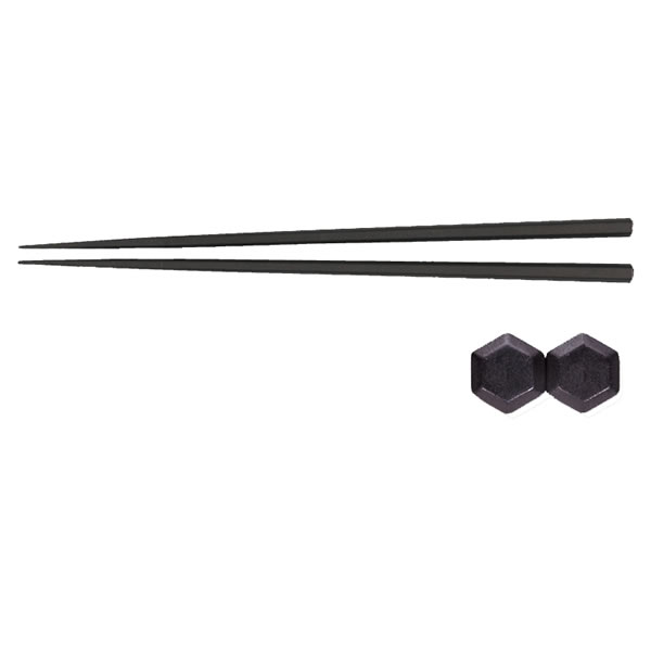 ＳＰＳ樹脂箸　六角２２．５ｃｍ　黒　10束（100膳）【イージャパンモール】