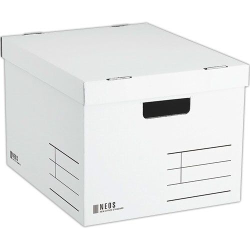 収納ボックス(NEOS)　Lサイズ　フタ付き　ホワイト　1セット(10個)