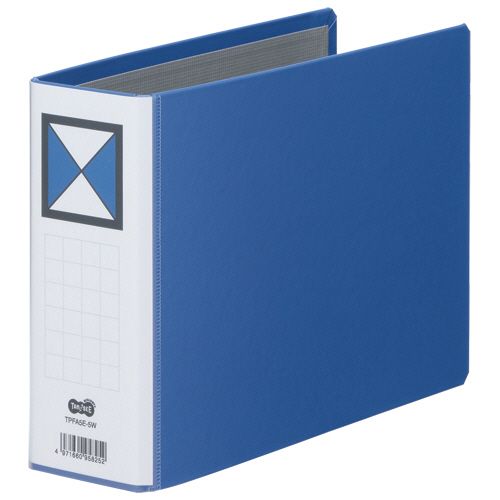 【送料無料】【個人宅届け不可】【法人（会社・企業）様限定】両開きパイプ式ファイル　A5ヨコ　500枚収容　50mmとじ　背幅66mm　青　1セット(10冊)