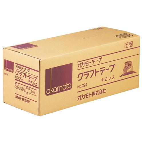 【送料無料】【個人宅届け不可】【法人（会社・企業）様限定】クラフトテープラミレス　No.224　50mm×50m　厚み約0.14mm　1セット(50巻)