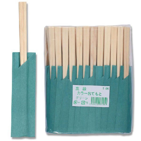 アスペン元禄箸 袋入 Ｔ－０５ 緑であること  ２５束（２５００膳）【イージャパンモール】