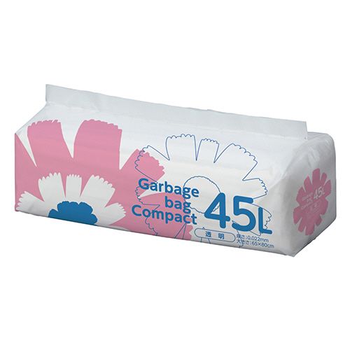 ゴミ袋　コンパクト　透明　45L　1セット(600枚:50枚×12パック)
