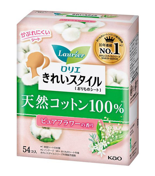★まとめ買い★　ロリエ　きれいスタイル天然コットン１００％ピュアフラワーの香り　54コ入　&times;24個【イージャパンモール】｜イージャパンアンドカンパニーズ