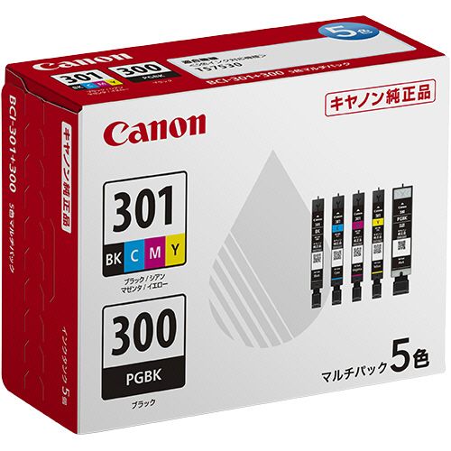 インクタンク　ＢＣＩ?３０１＋３００／５ＭＰ　５色マルチパック　５３３５Ｃ００１　１箱（５個：各色１個）｜イージャパンアンドカンパニーズ 9,203円