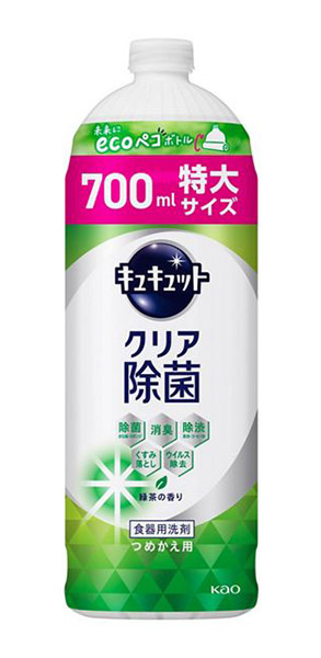 【送料無料】★まとめ買い★　花王　キュキュット　クリア除菌　緑茶　つめかえ用　７００ｍｌ　&times;16個【イージャパンモール】｜イージャパンアンドカンパニーズ
