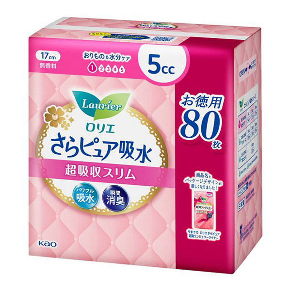 ★まとめ買い★ 花王 ロリエさらピュア吸水 超吸収スリム5ccスーパージャンボ 80枚 ×18個【イージャパンモール】|イージャパンアンドカンパニーズ