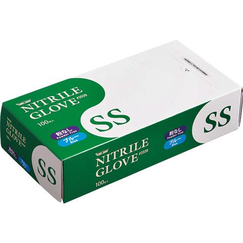 ニトリル　使いきり極薄手袋　粉なし　ブルー　SS　1セット(3000枚:100枚×30箱)