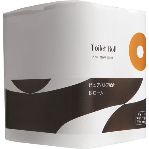 トイレットペーパー　パルプブレンド　ダブル　芯あり　40m　1セット(96ロール:8ロール×12パック)