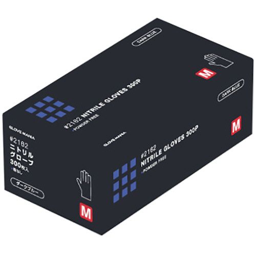ニトリル　使い切り手袋　粉なし　ダークブルー　M　1セット(3000枚:300枚×10箱) 112,613円