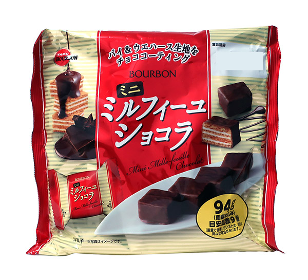 楽天市場】ブルボン ミニミルフィーユショコラ 94g（個装紙込み） 12コ