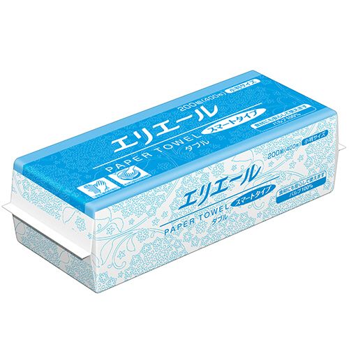 エリエール　ペーパータオル　スマートタイプ　ダブル　小判　２００組／パック　１セット（４２パック）