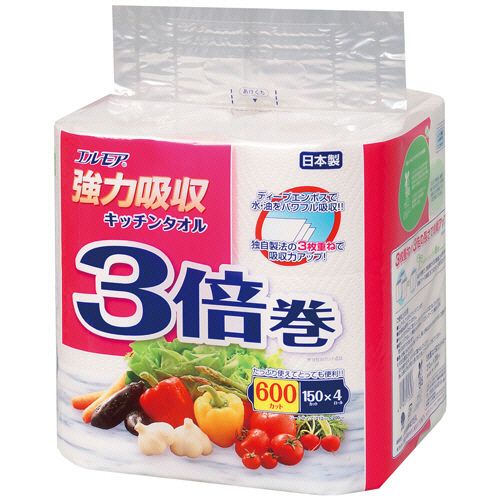 エルモア 豪然たる吸いいれる勝手もと西洋手ぬぐい３倍巻 ３枚重ね×１５０とり捨てる １仕かける（４８一巻き：４一巻き×１２風呂敷き包み） 日用品雑貨・文房具・手芸-日用消耗品-キッチンペーパー