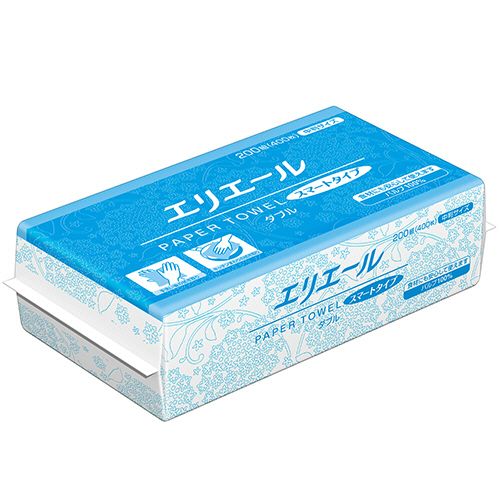 【送料無料】【個人宅届け不可】【法人(会社・企業)様限定】エリエール ペーパータオル スマートタイプ ダブル 中判 200組/パック 1セット(50パック)