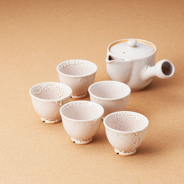 【送料無料】萩焼　白萩番茶器揃　　Ｓ２－８５【ギフト館】