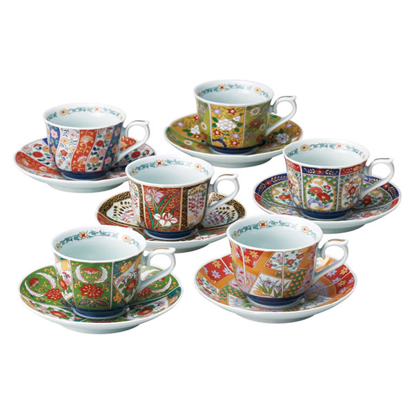 【送料無料】波佐見焼 友禅華絵 珈琲碗皿6客揃 009-240M【ギフト館】