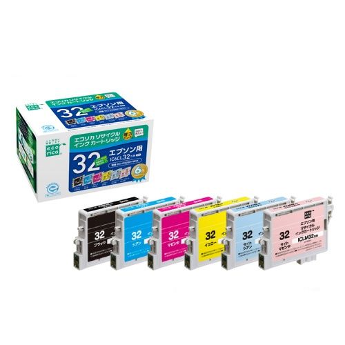 リサイクルインク　(染料)　[エプソン:IC6CL32互換]　ECI?E326P/BOX　1箱(6個:各1個)