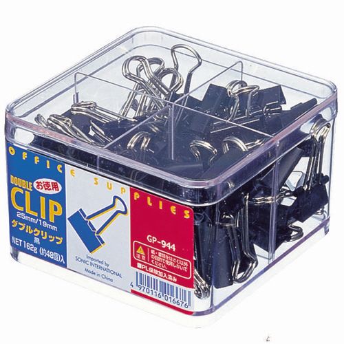 徳用ダブルクリップ 小(口幅19mm)中(口幅25mm)ミックス 1セット(約480個:約48個×10)