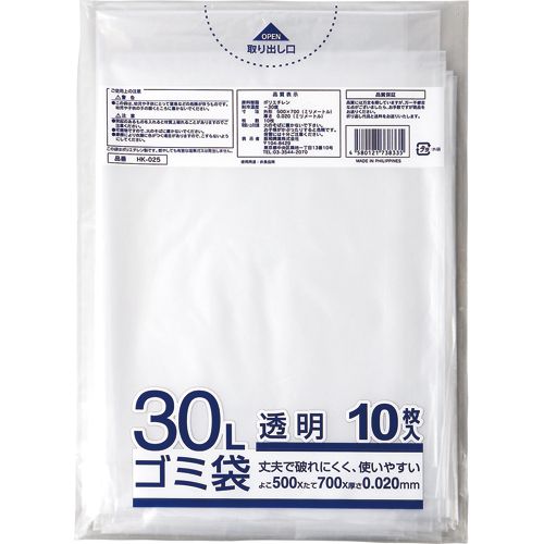業務用透明　メタロセン配合厚手ゴミ袋　３０Ｌ　１セット（６００枚：１０枚&times;６０パック）｜イージャパンアンドカンパニーズ
