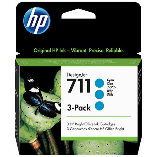 HP711 インクカートリッジ シアン 29mL/個 染料系 CZ134A 1箱(3個)