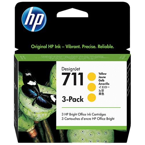 HP711 インクカートリッジ イエロー 29mL/個 染料系 CZ136A 1箱(3個)