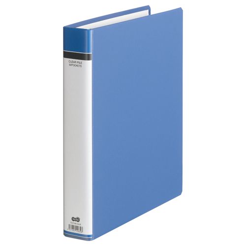 クリヤーファイル(貼り表紙)　A4タテ　30穴50ポケット付属　背幅51mm青　1セット(6冊)