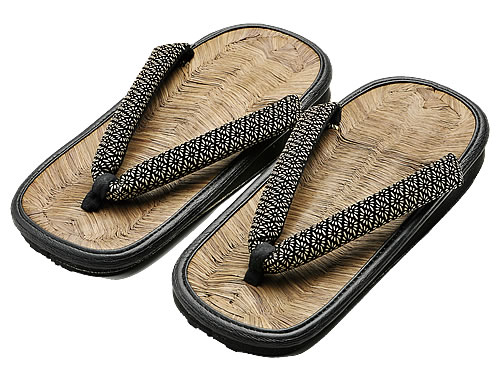 通販 履物 便利最高級手作り天然草木染めカラス竹表印伝風鼻緒草履 スターアイ寒河江の地職人がひとつひとつ丁寧に作りました