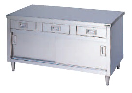 【新品/製造会社直送】マルゼン 膳立て台・抽き出し引戸付(ステンレス鋼戸) SUS304 BHDX-157T(三面アール)(うしろ側かばい立てなし) 幅1500×奥ふかさ750×高さ800(粍)