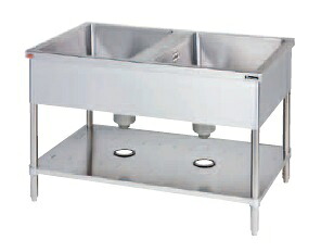 【新品/製造業者直送】マルゼン 二槽シンク SUS304 BS2X-187W(両面式)(うしろ側差し固めるなし) 幅1800×奥ぶかさ750×高さ800(粍)