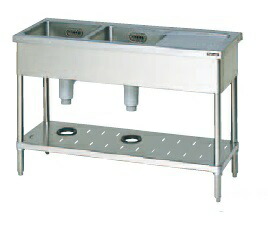 【新品/製造業者直送】マルゼン 水切付二槽シンク SUS304 BSM2X-157LN(左水切付)(うしろ側かばい立てなし) 幅1500×奥ふかさ750×高さ800(粍)