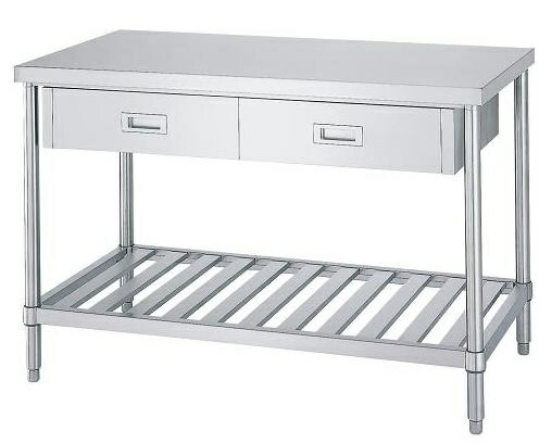 【新品/製造会社直送】シンコー引出付やり方台 WDSN型 SUS304 WDWSN-15075(旧ADWSN-15075) (両面引出式) 幅1500×奥ふかさ750×高さ800(粍) 精神的な統合式