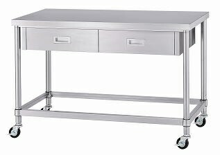 【新品/メーカー直送】シンコー引出付作業台 キャスター付 WDZNC型 SUS304 WDWZNC-12090-U75 (両面引出付) 幅1200×奥行900×高さ800(mm) 組立式
