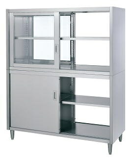 【新品/製造会社直送】シンコー 押し入れ(アジャスト付) CGW型(両面/上硝子戸・下ステンレス鋼戸)2段式 SUS430 CGW-15075 幅1500×奥ふかさ750×高さ1800(粍)