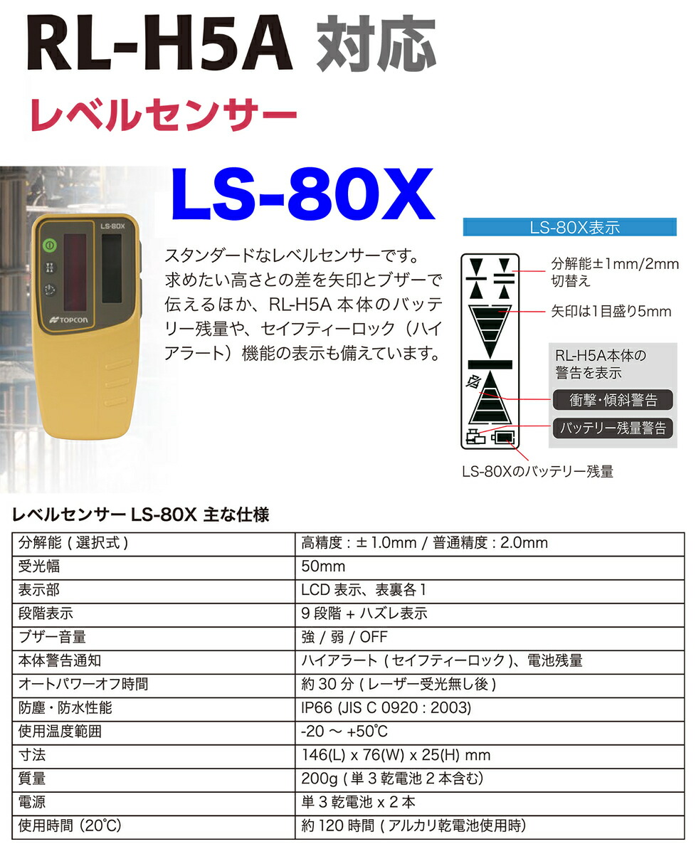 ＴＯＰＣＯＮ トプコン ローテーティングレーザー〈 RL-H5A専用受光器