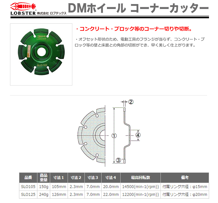 【楽天市場】【新品】【数量限定】〈ロブテックス〉DMホイール コーナーカッター SLO105：プロ工具のJapan-Tool 楽天市場店