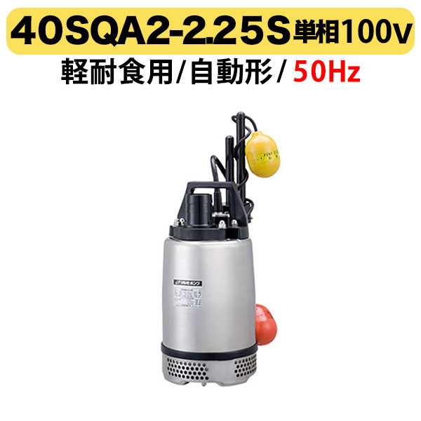 〈ツルミ〉40SQA2-2.25S 50Hz 東日本用 軽耐食用 ステンレス製 水中ハイスピンポンプ SQ型 自動形 口径40mm 出力0.25kw 単相100V ツルミポンプ 代引不可