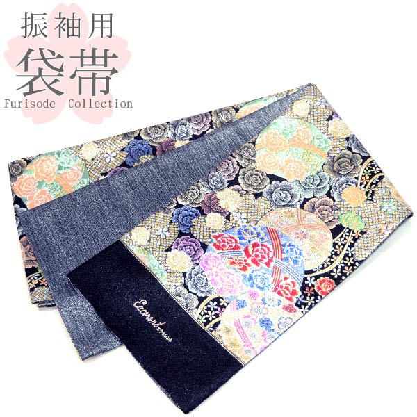 袋帯 振袖用【お仕立て代込/ シルバー 絢爛薔薇尽くし 13627】六通柄 振り袖 成人式 結婚式　送料無料【沖縄配送不可】｜きものネット商会