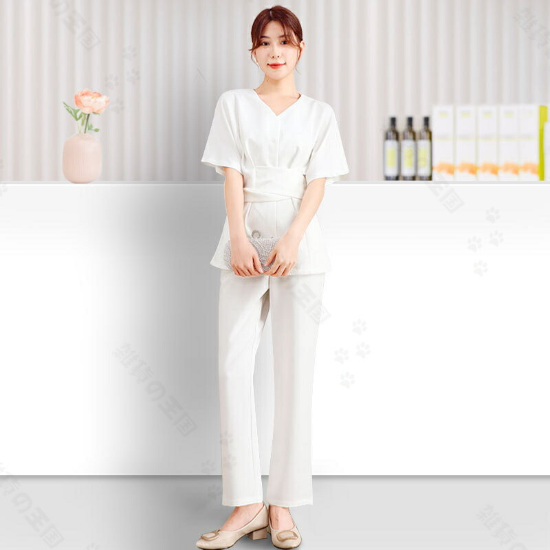 エステ ユニフォーム サロン クリニック 制服 春夏 マッサージ スパ 半袖 パンツ スーツ ホワイト イエロー ピンク|JAPAN EDEN