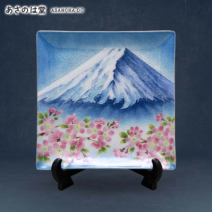七宝焼き | 飾皿 | 富士桜 24x24