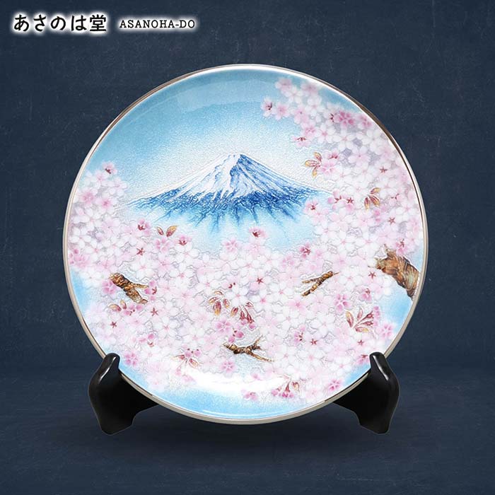 七宝焼き | 飾皿 | 丸富士桜 30φ