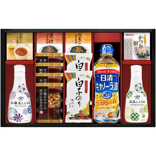 調味料 ギフト 醤油 ヤマサ 鮮度しょうゆ 日清 オイル 油 味噌汁 丸美屋 ふりかけ 海苔 セット 詰め合わせ 惣菜 ご飯のお供 食品 内祝い お返し 出産内祝い 結婚内祝い 結婚祝い 出産祝い 香典返し 快気祝い 引越し 挨拶 お礼 プレゼント 送料無料 CR-50